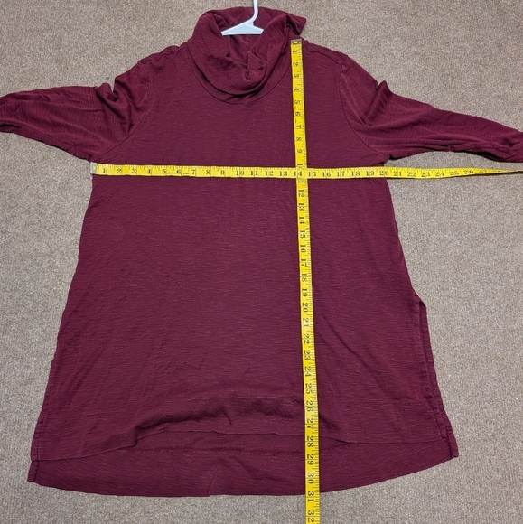 J. Jill Maroon Pima Cowl Neck Tunic Long Sleeve Top Womens Large - Picture 7 of 7